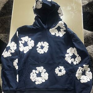 Navy blue denim tears hoodie